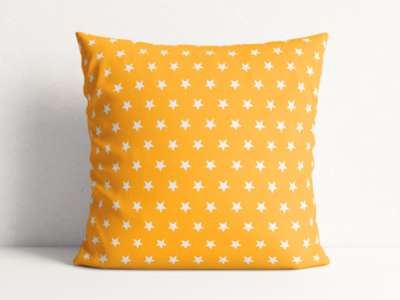 Pamut párnahuzat - fehér csillagok narancssárga alapon