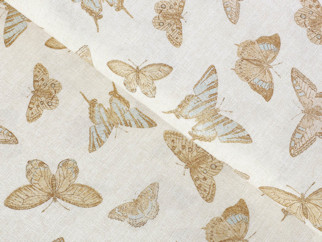 Dekoratív anyag LONETA - EVELYN 601 türkiz pillangók - szélesség 140 cm
