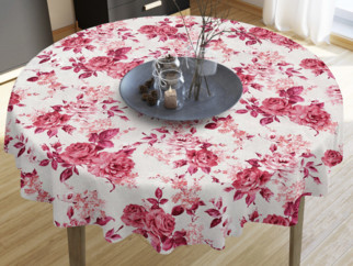 LONETA dekoratív asztalterítő - nagy piros rózsák - kör alakú