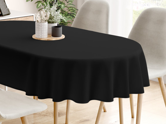 Pamut asztalterítő - fekete - ovális