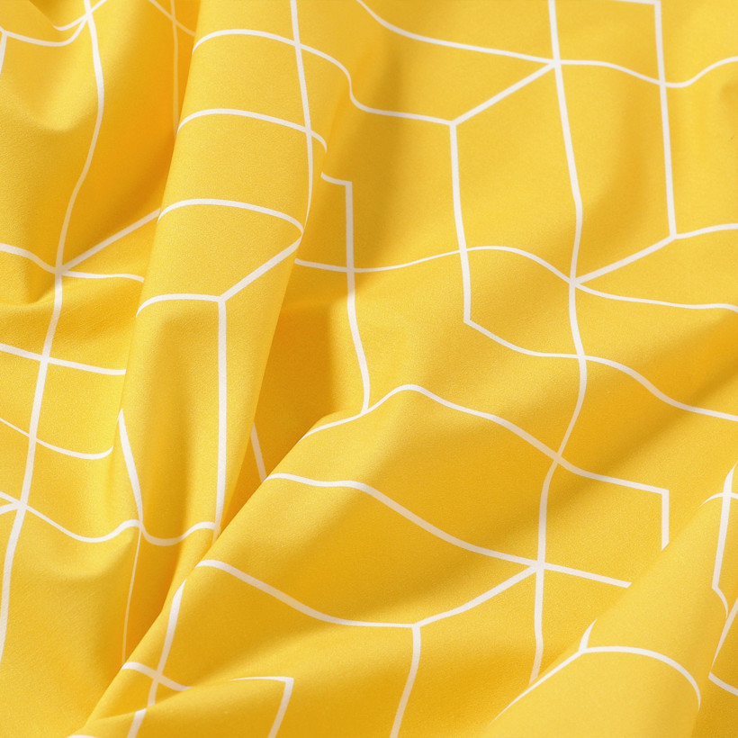 Pamut asztali futó - Mozaik mintás, sárga alapon