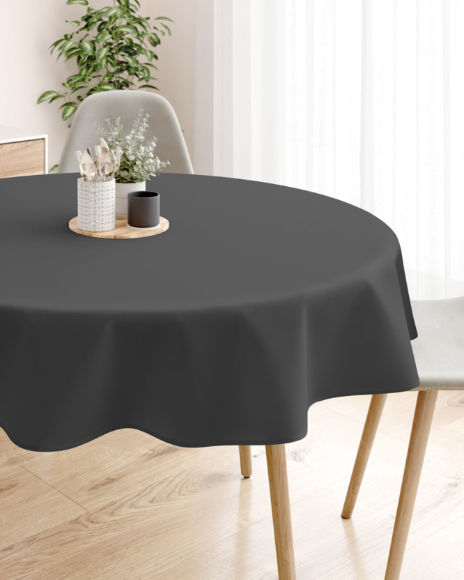 Dekoratív asztalterítő Rongo Deluxe - antracit, szatén fényű - kör alakú