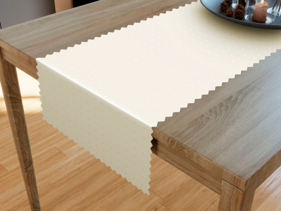 Luxus teflonbevonatú  asztali futó- vaníliaszínű fényes négyzetek