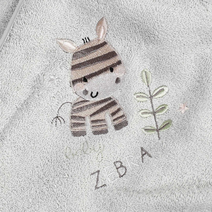 Gyermek frottír fördőlepedő LILI 100 x 100 cm - szürke - zebra mintás