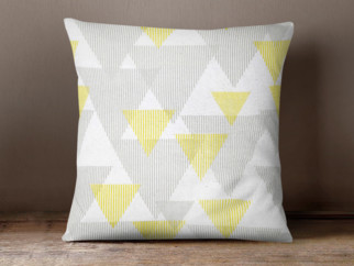 LONETA dekoratív párnahuzat - szürke és sárga háromszögek