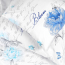 Pamut ágyneműhuzat - cikkszám 1113 kék pünkösdi rózsák és idézetek