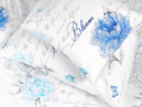 Pamut ágyneműhuzat - cikkszám 1113 kék pünkösdi rózsák és idézetek