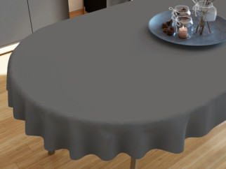 Pamut asztalterítő - sötétszürke - ovális