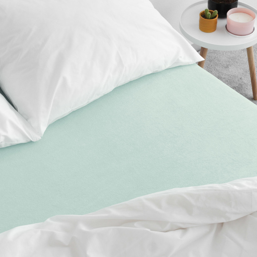 Exkluzív frottír körgumis lepedő magas matracokhoz - mentaszínű