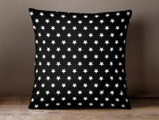 Pamut párnahuzat - fehér csillagok fekete alapon