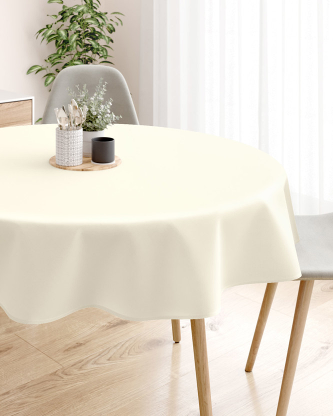 Dekoratív asztalterítő Rongo Deluxe - krémszínű, szatén fényű - kör alakú