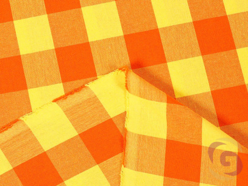 Pamutszövet - nagy sárga-narancssárga kockás