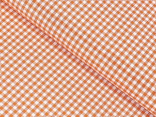 Dekoratív anyag MENORCA - Kicsi narancssárga- fehér kockák- szélesség 140 cm