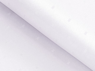 Ünnepi teflonbevonatú asztlterítő - fehér alapon, lila árnyalatú fényes négyzetek- kör alakú