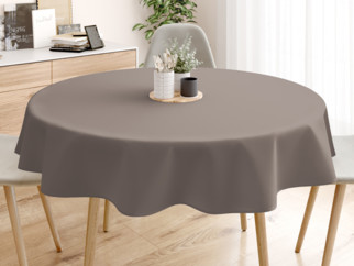 Dekoratív asztalterítő - szürkésbarna, szatén fényű - kör alakú