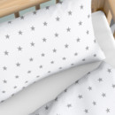 Gyermek pamut ágyneműhuzat kiságyba - szürke csillagok fehér alapon