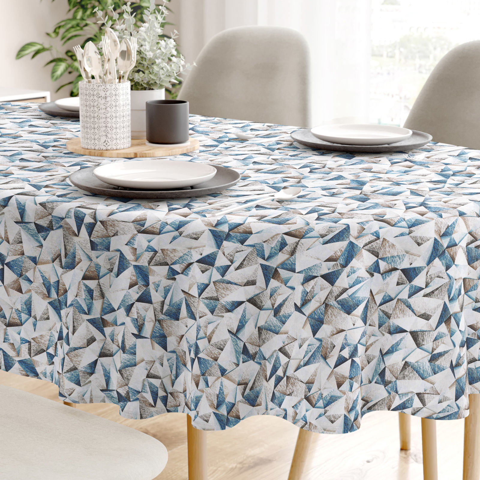 LONETA dekoratív asztalterítő - kék színű alakzatok - ovális