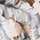 Dekoratív szövet LONETA - szürke és barna madártollak - szél. 140 cm