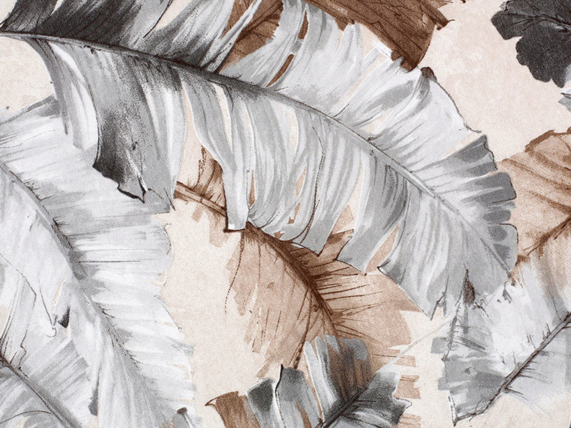 Dekoratív szövet LONETA - szürke és barna madártollak