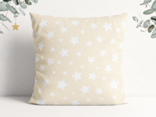 LONETA dekoratív párnahuzat - fehér csillagok világos bézs alapon
