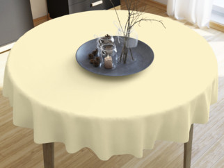 Pamut asztalterítő - krémszínú - kör alakú