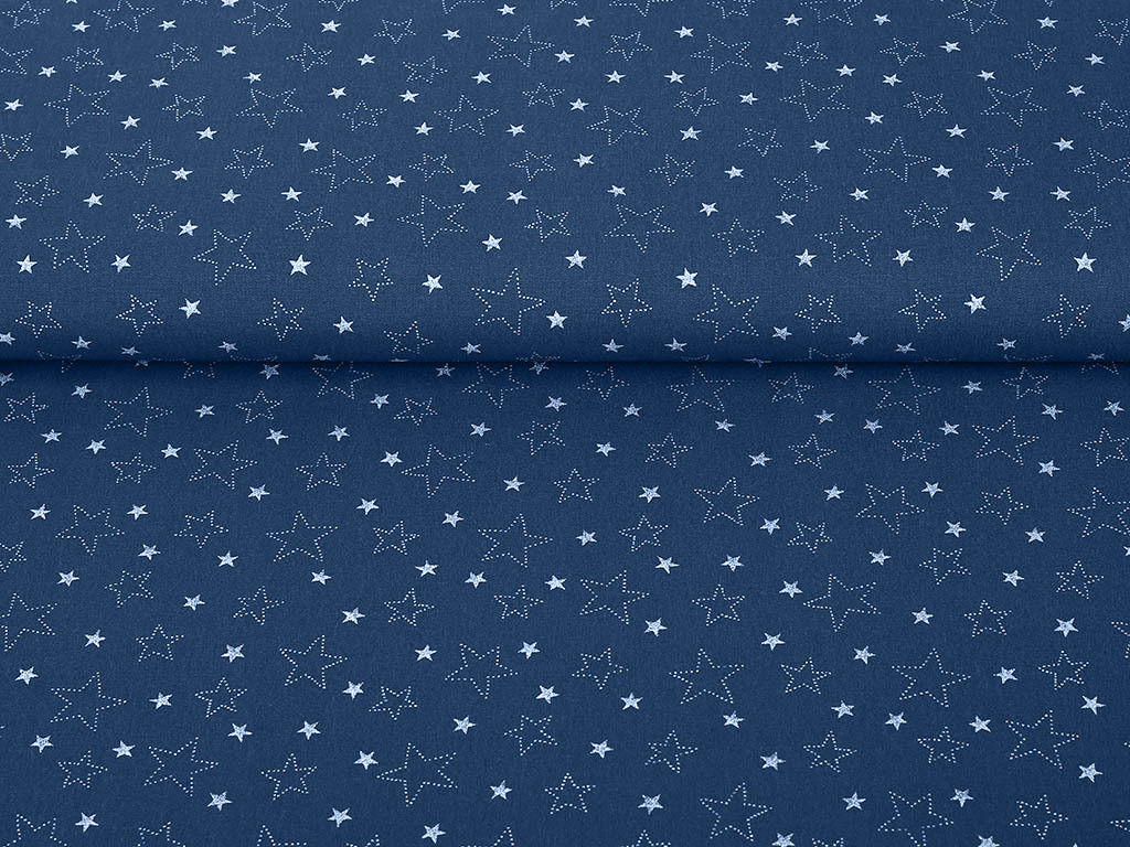 Karácsonyi pamut ágyneműhuzat - cikkszám X - 16 fehér csillagok kék alapon