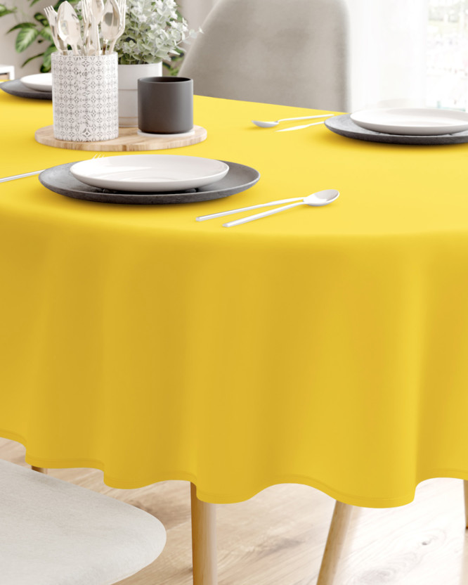 Húsvéti pamut asztalterítő - sárga - ovális