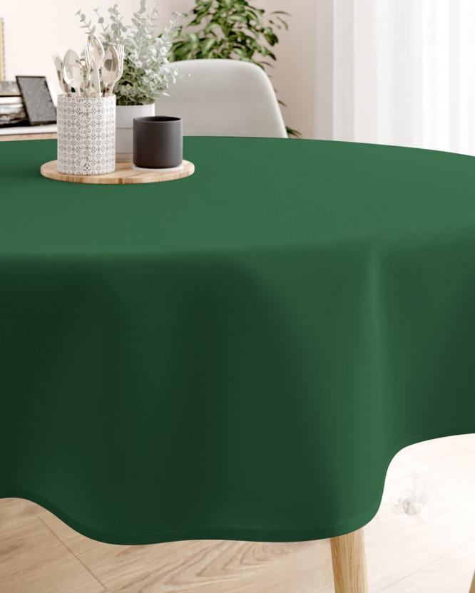 Loneta dekoratív asztalterítő - sötétzöld - kör alakú