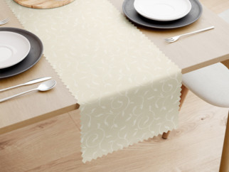 Luxus teflonbevonatú  asztali futó - tej színű, nagy ornamentekkel