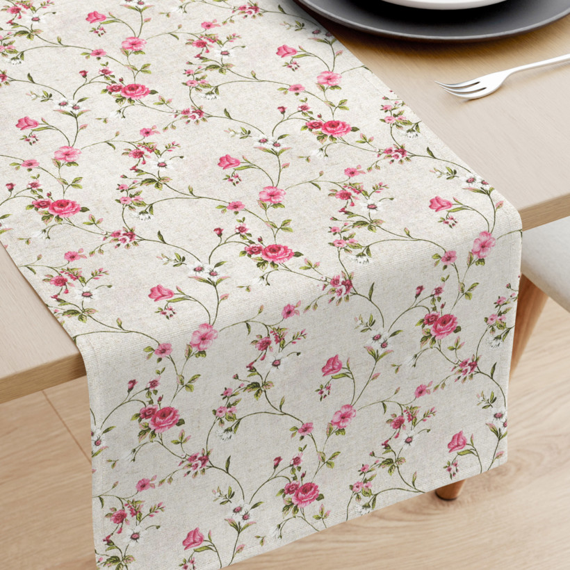 LONETA dekoratív asztali futó - kúszó rózsák bézs alapon