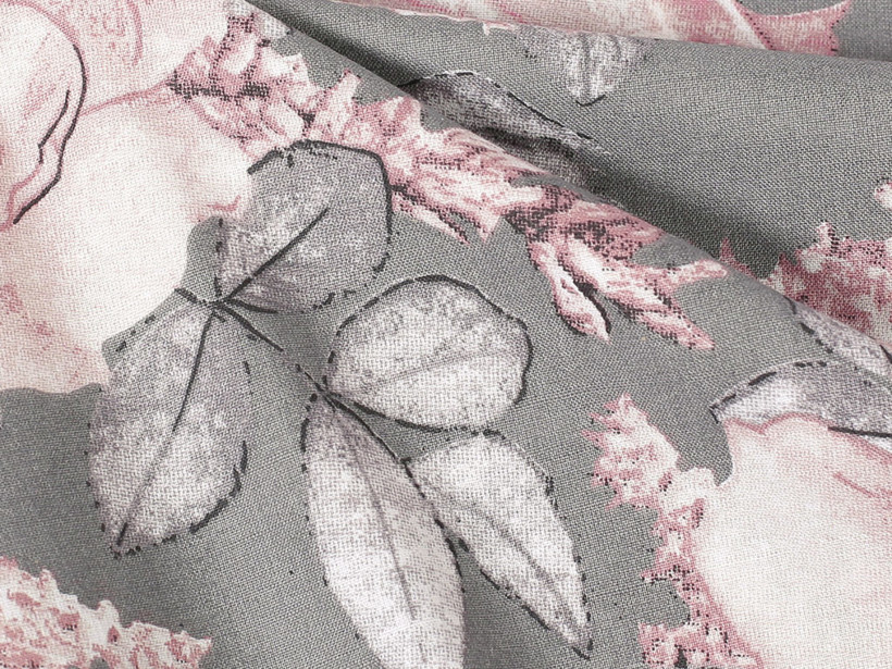 Pamutvászon - régi rózsaszínű virágok