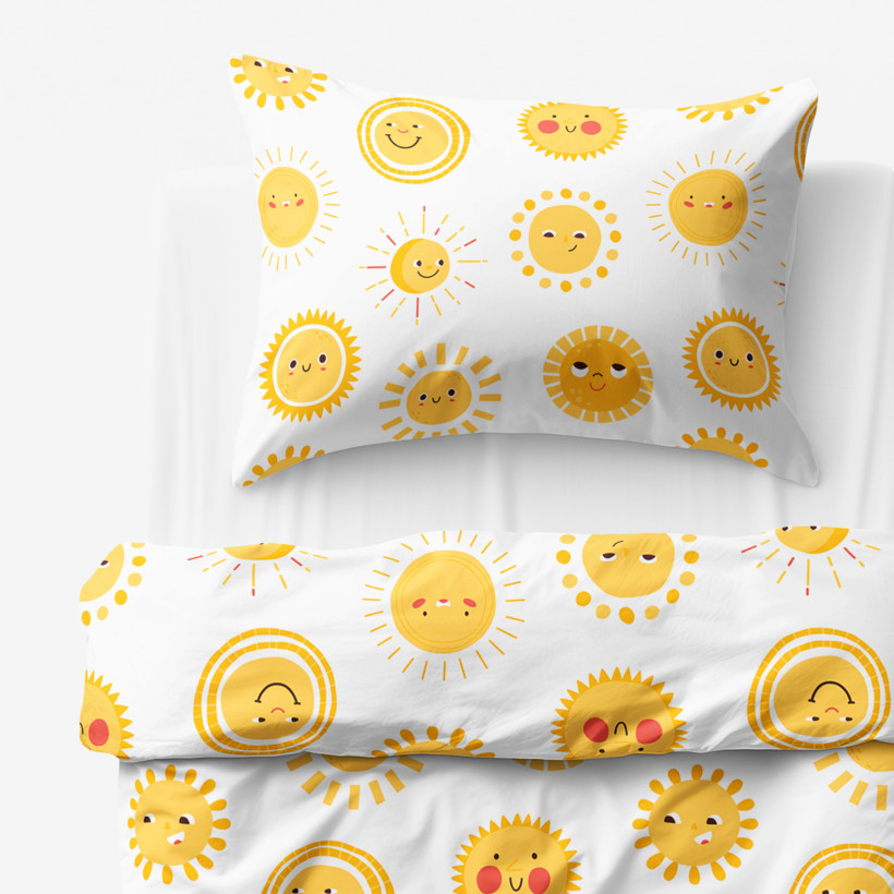 Gyermek pamut ágyneműhuzat - mosolygós napocskák