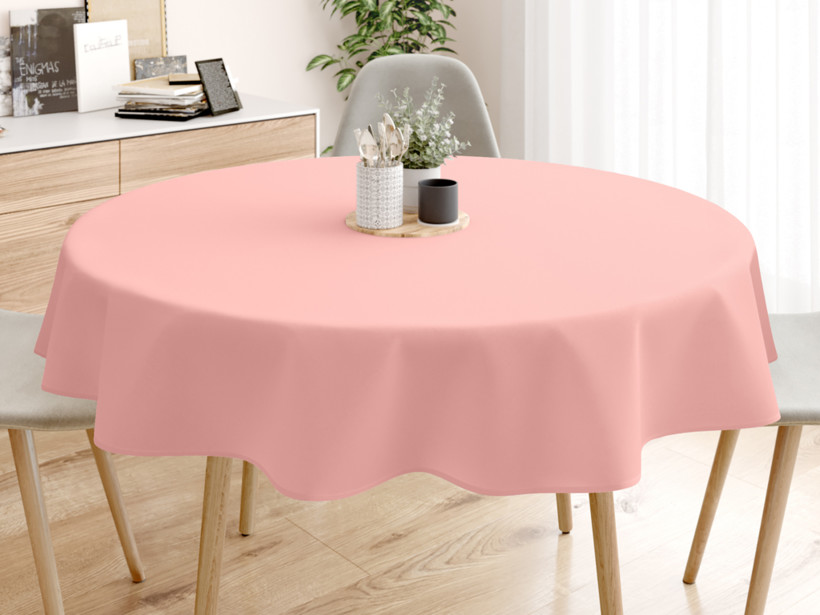 Pamut asztalterítő - pasztell rózsaszín - kör alakú