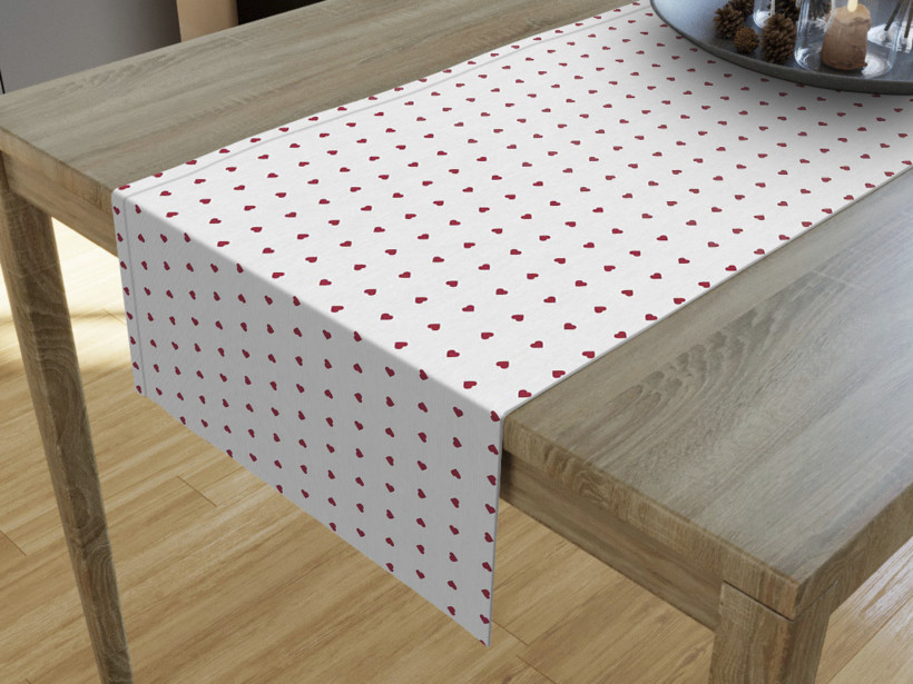 LONETA dekoratív asztali futó - piros szívék fehér alapon