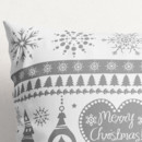 Karácsonyi pamut párnahuzat - karácsonyi szimbólumok fehér alapon