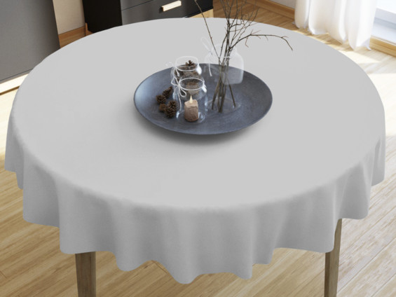Pamut asztalterítő - világosszürke - kör alakú