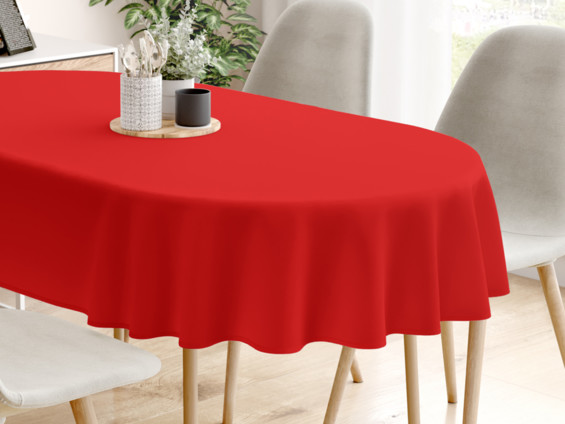 Pamut asztalterítő - piros - ovális