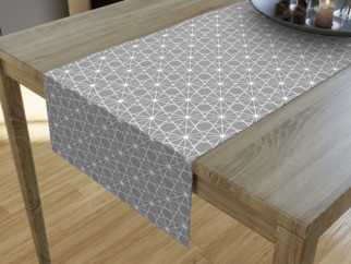 LONETA dekoratív asztali futó - fehér vonalak szürke alapon