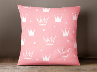 Gyermek pamut párnahuzat - Királyi koronák rózsaszín alapon