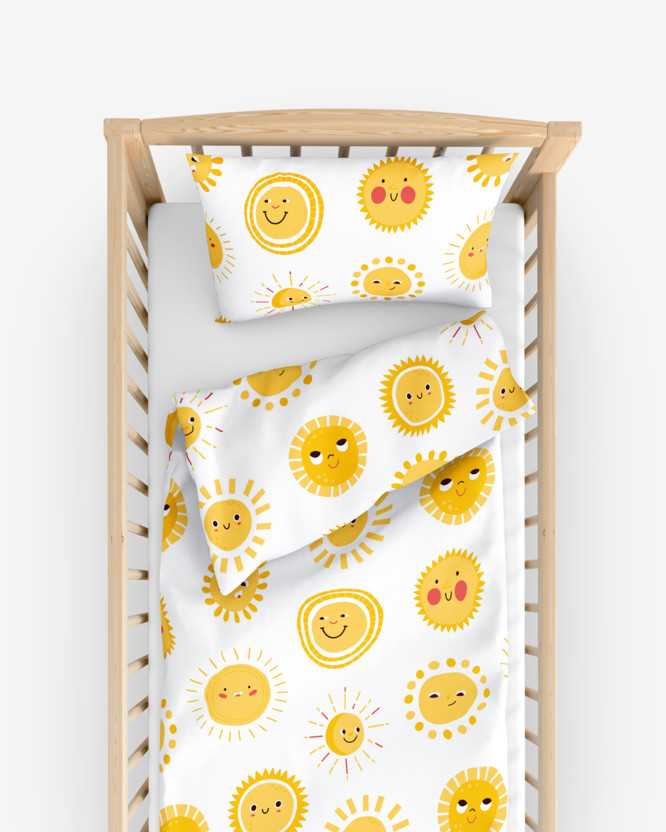 Gyermek pamut ágyneműhuzat kiságyba - mosolygós napocskák
