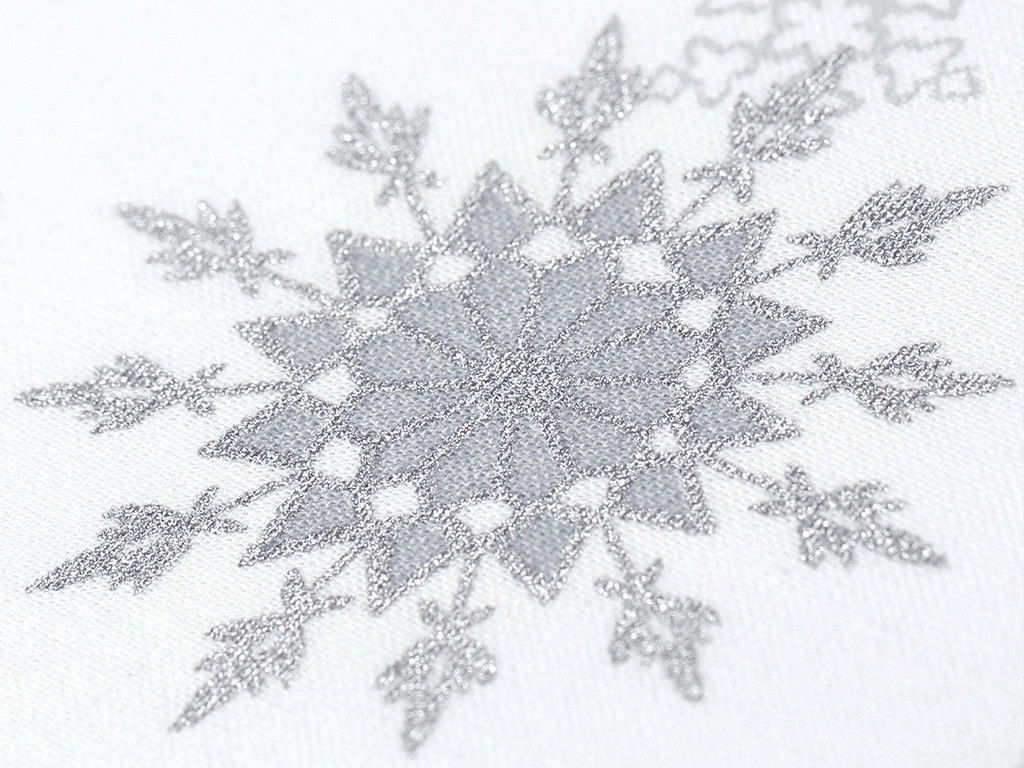 Exkluzív pamutvászon - Karácsonyi X 28 ezüstös hópihék fehér alapon
