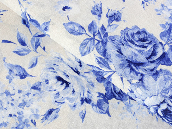 Dekoratív anyag LONETA - MASANE 601 Kék nagy rózsák - szélesség 140, 280 cm