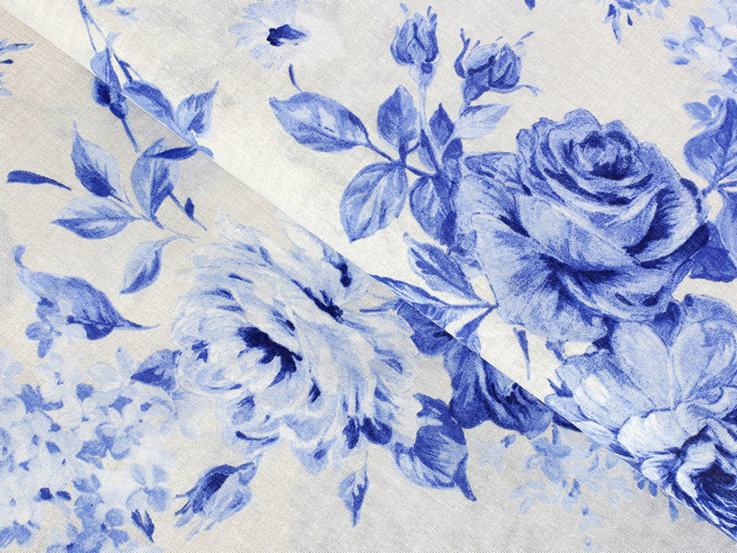 Dekoratív anyag LONETA - MASANE 601 Kék nagy rózsák