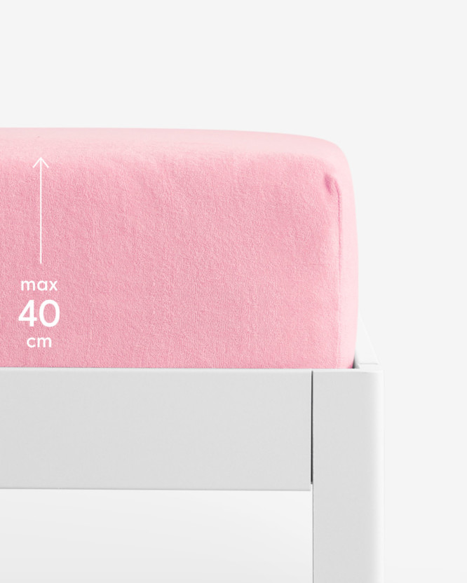 Exkluzív frottír körgumis lepedő magas matracokhoz - rózsaszínű