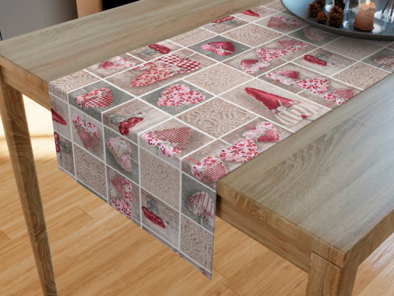 LONETA dekoratív asztali futó - piros szívek