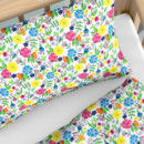 Gyermek pamut ágyneműhuzat kiságyba - cikkszám 1062 színes virágok fehér alapon