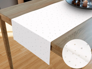 Luxus teflonbevonatú asztali futó - díszkövekkel fehér alapon