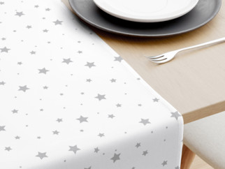 Pamut asztali futó - szürke csillagok fehér alapon