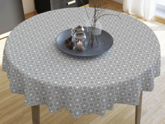 LONETA dekoratív asztalterítő - fehér vonalak szürke alapon - kör alakú