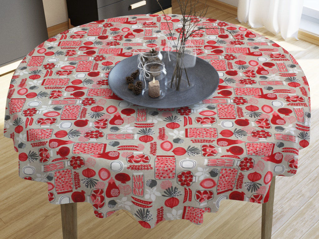 LONETA dekoratív asztalterítő - konyhai összetevők - kör alakú
